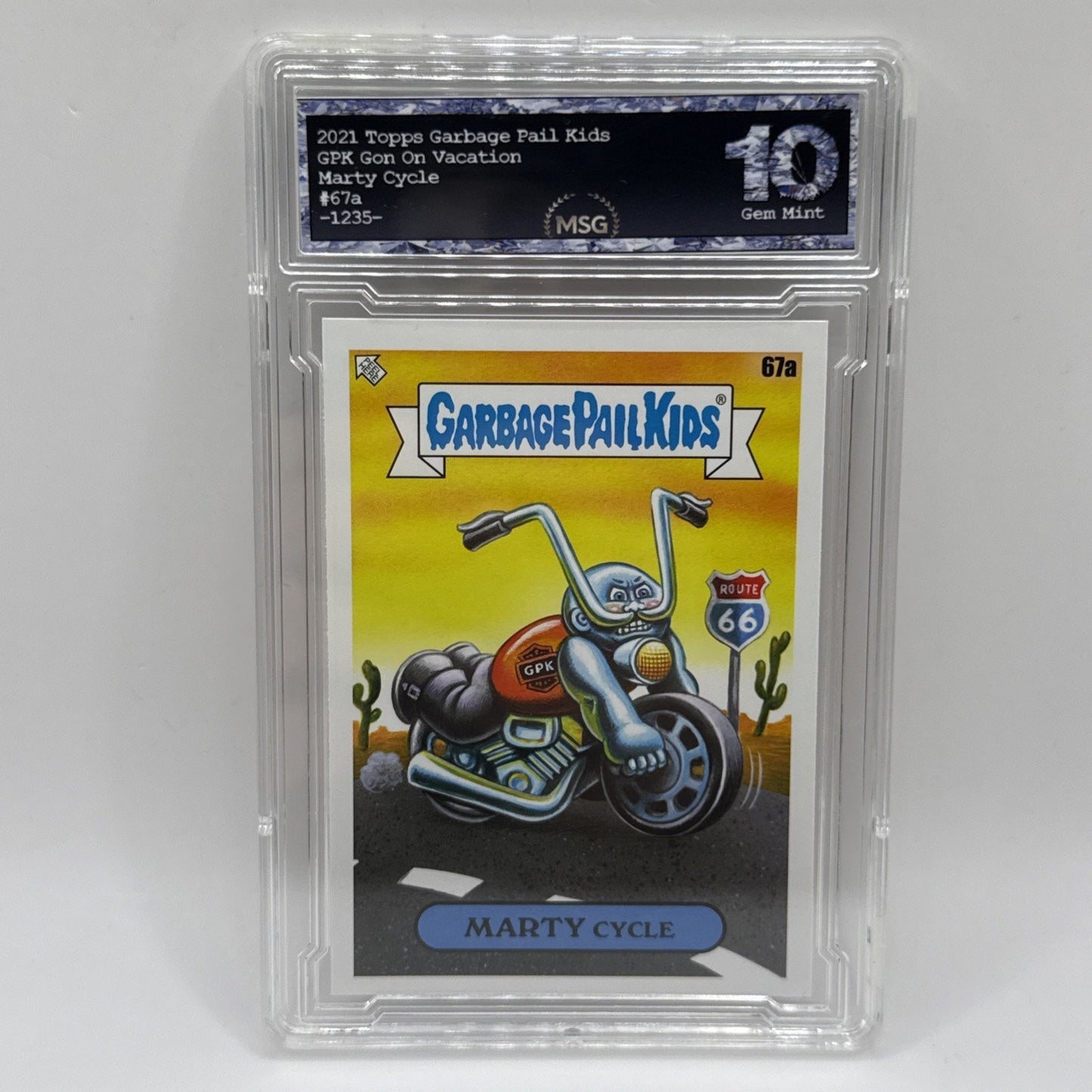 2023 Topps Garbage Pail Kids Go On Vacation Marty Cycle 67a Graded 10 Harley