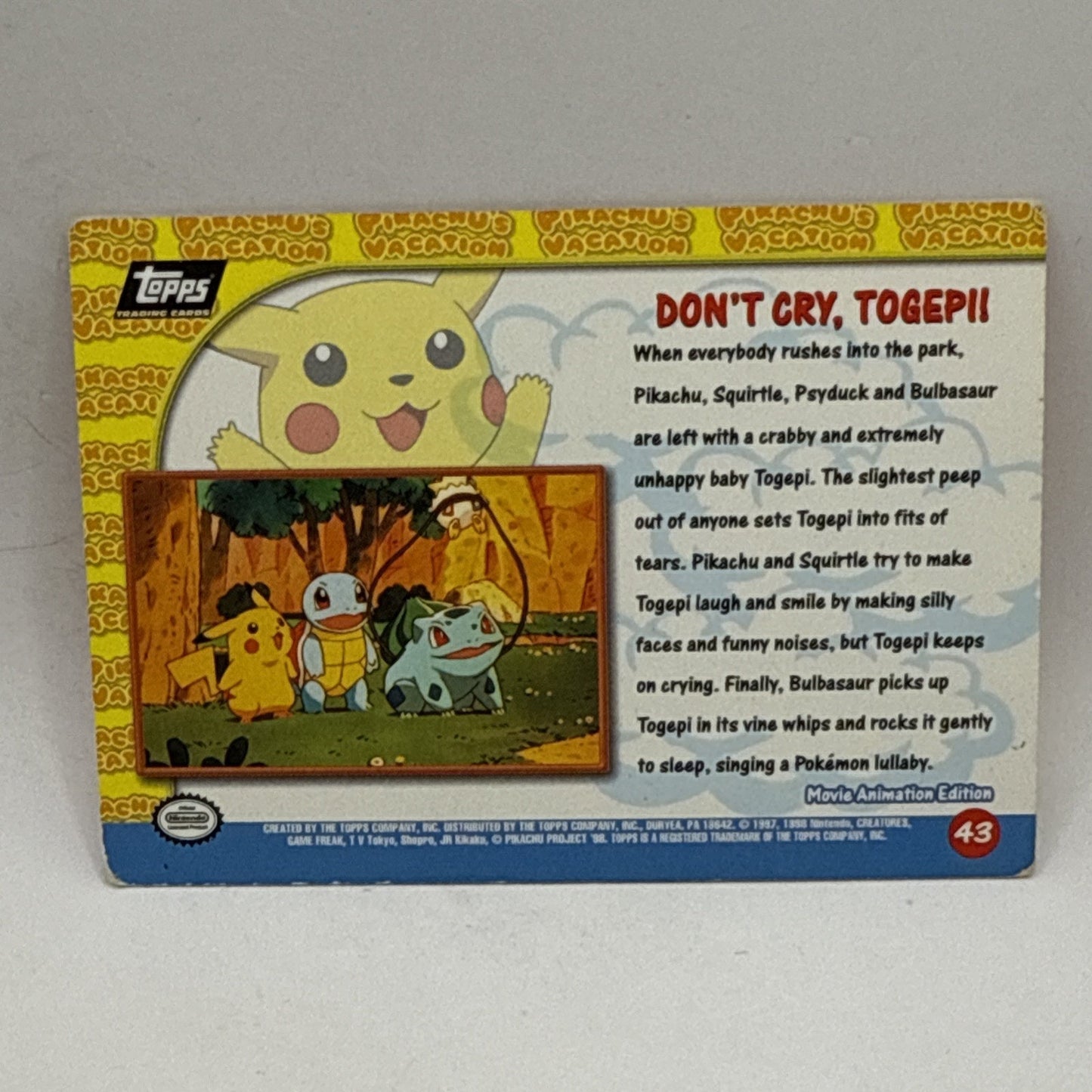 Don't Cry Togepi! 1999 Topps Pikachu's Vacation Black Logo Tcg Collectible HP