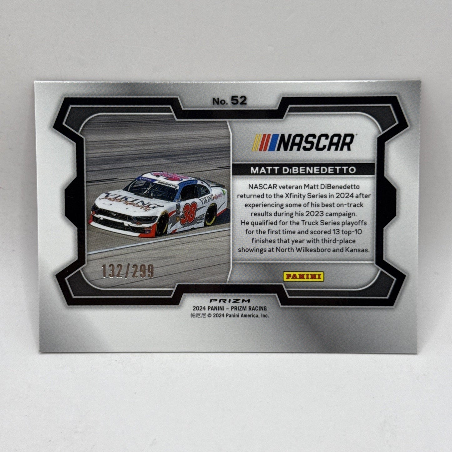 2024 Panini Prizm Rides #52 Matt Dibenedetto Red Prizm /299 NASCAR Card
