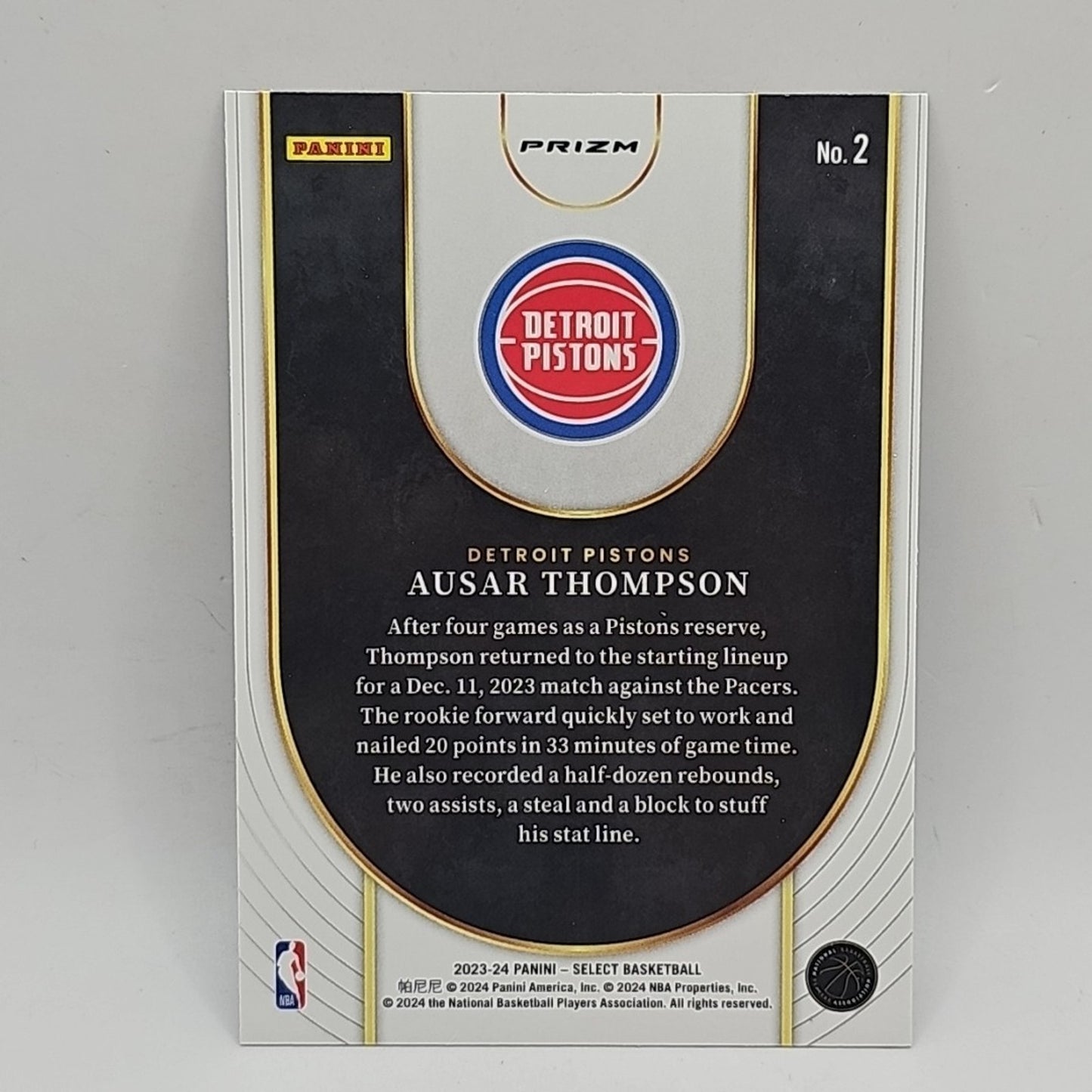 2023-2024 NBA Panini Select Ausar Thompson NEON ICON #2 Silver Prizm Pistons