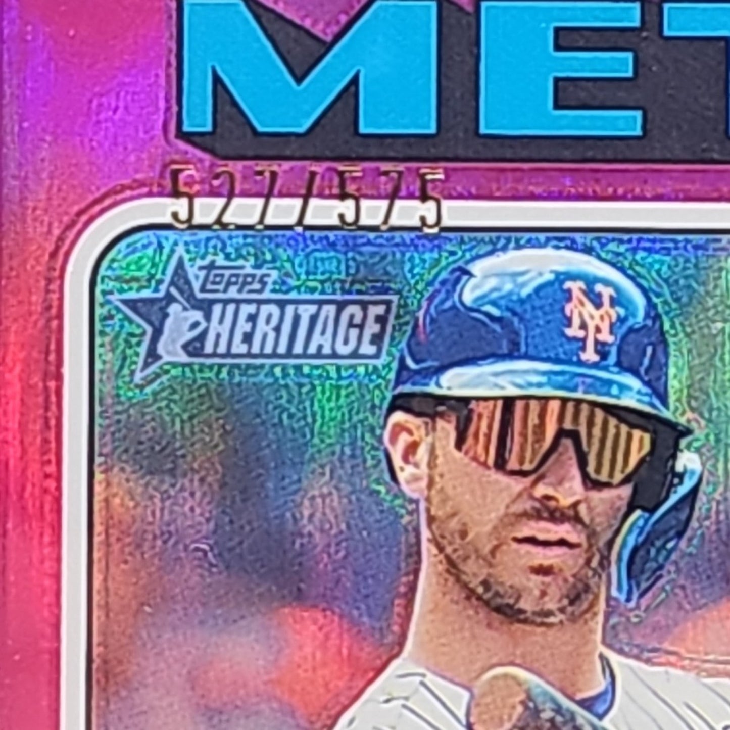 2024 Topps Heritage Chrome Refractor #410 Pete Alonso /575 New York Mets Graded