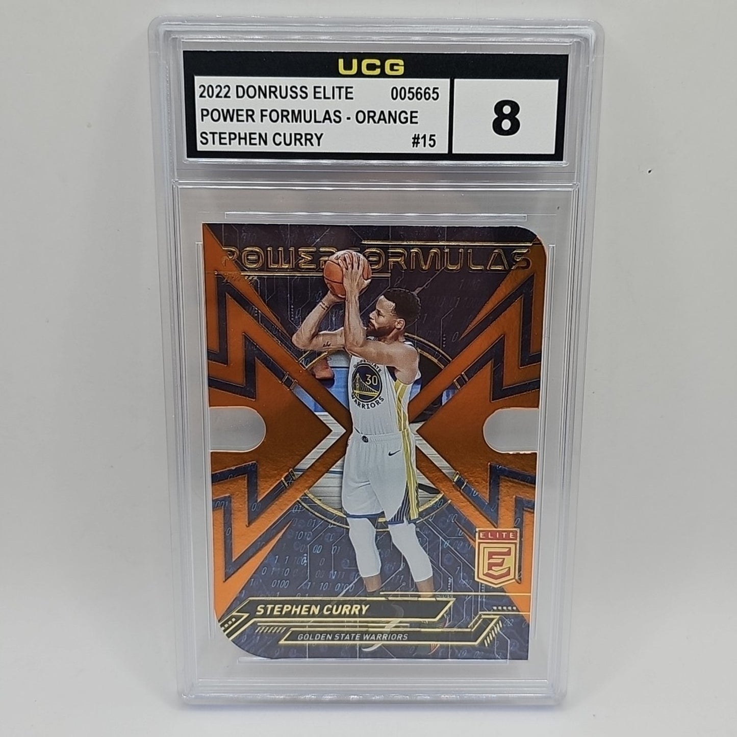 2022 Donruss Elite Power Formulas Orange Die Cut #15 Stephen Curry Graded 8
