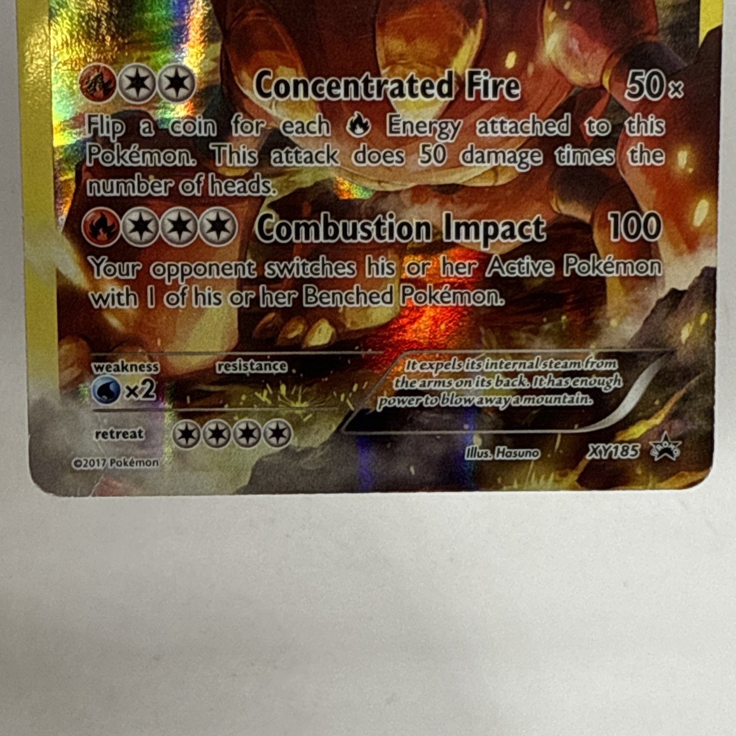 Pokémon TCG Volcanion XY XY185 Holo Black Star Promo Collectible Card HP DMG