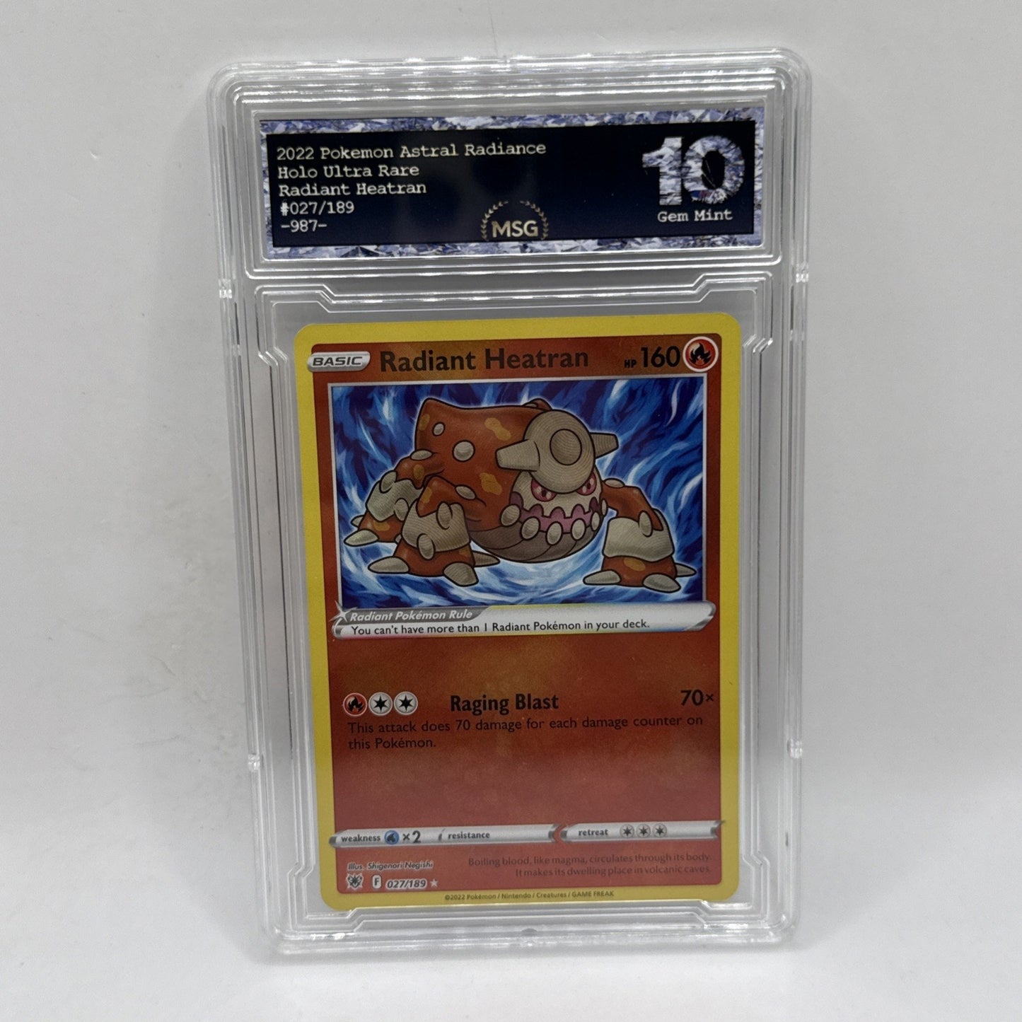2022 Pokemon Astral Radiance Radiant Heatran 027/189 Graded 10 Gem Mint Tcg Card