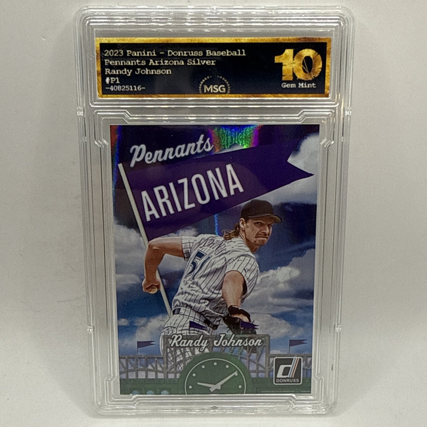 Randy Johnson Pennants Holo 2023 Donruss Card #P1 Diamondbacks Graded 10