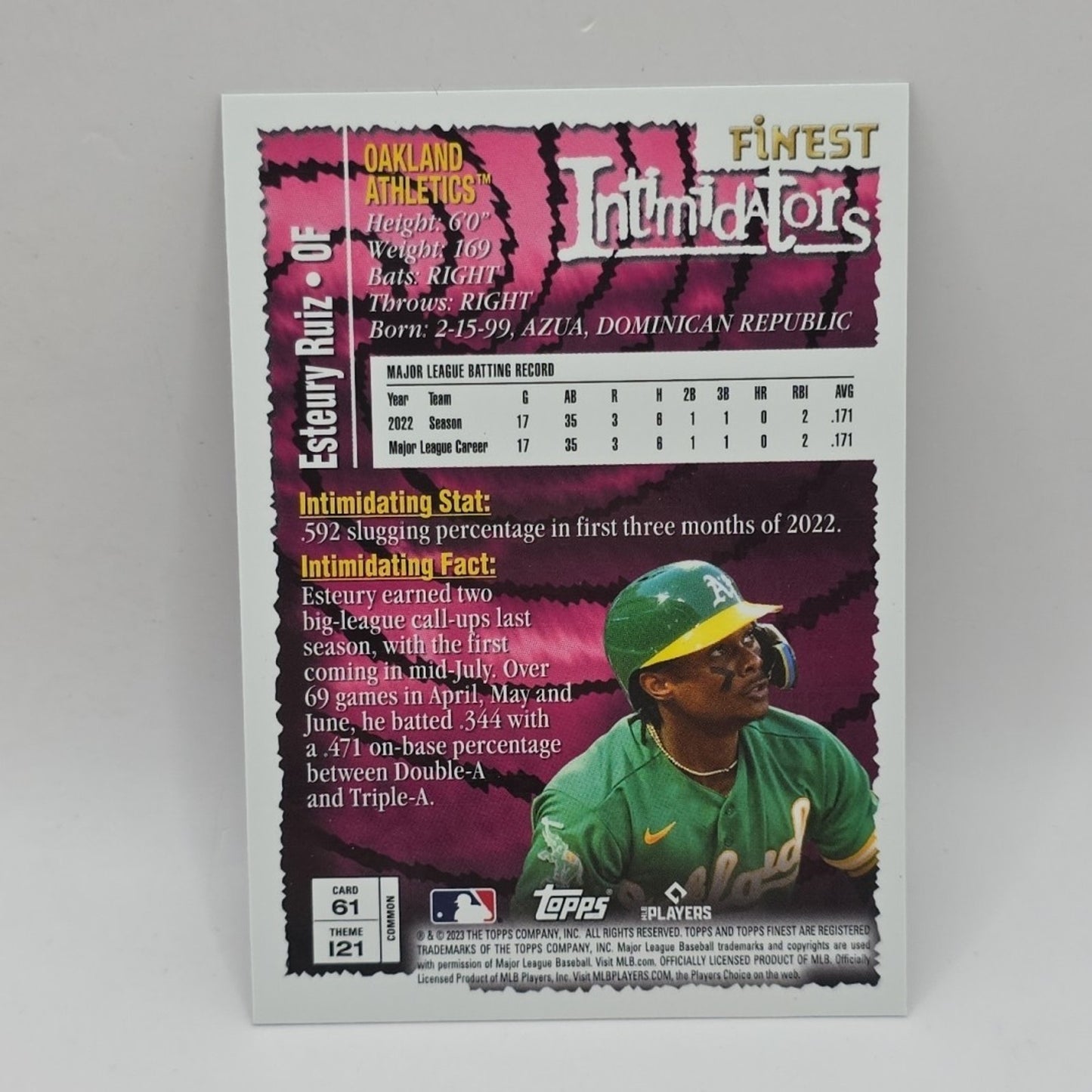 2023 Topps Finest Flashbacks - Finest Intimidators Esteury Ruiz (RC) Athletics