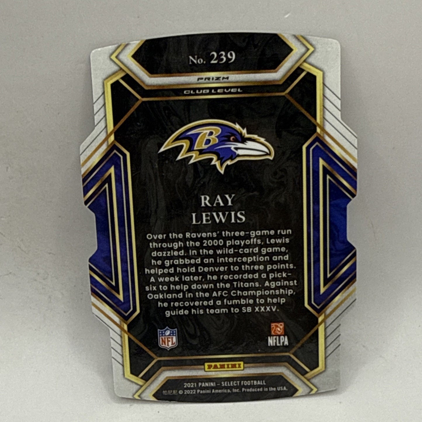 2021 Select Ray Lewis Silver DIE CUT #239 Club Level Ravens Hurricanes HOF