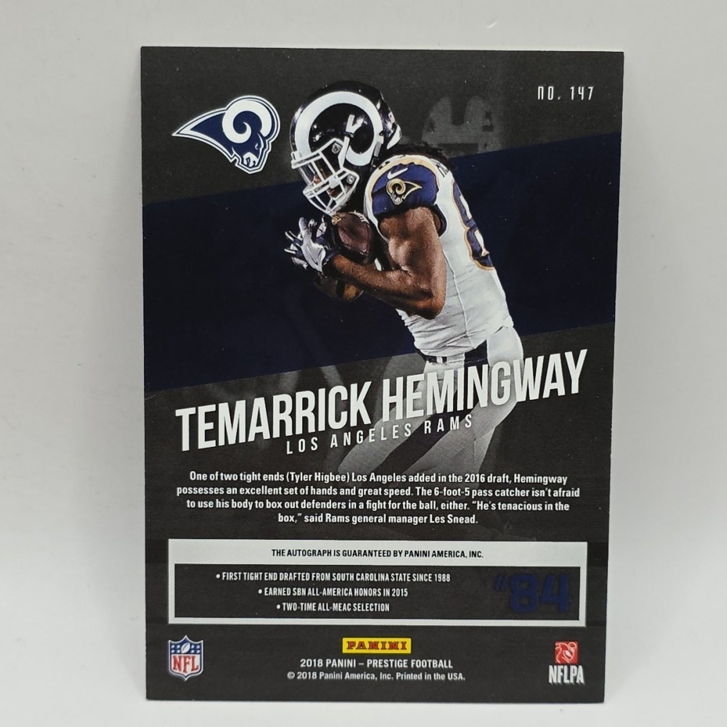 2018 Panini Prestige Autograph #147 Temarrick Hemingway NFL Los Angeles Rams