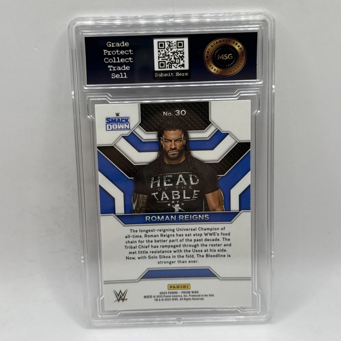 2023 Panini Prizm WWE Top Tier #30 Roman Reigns Graded 8 Collectible Card
