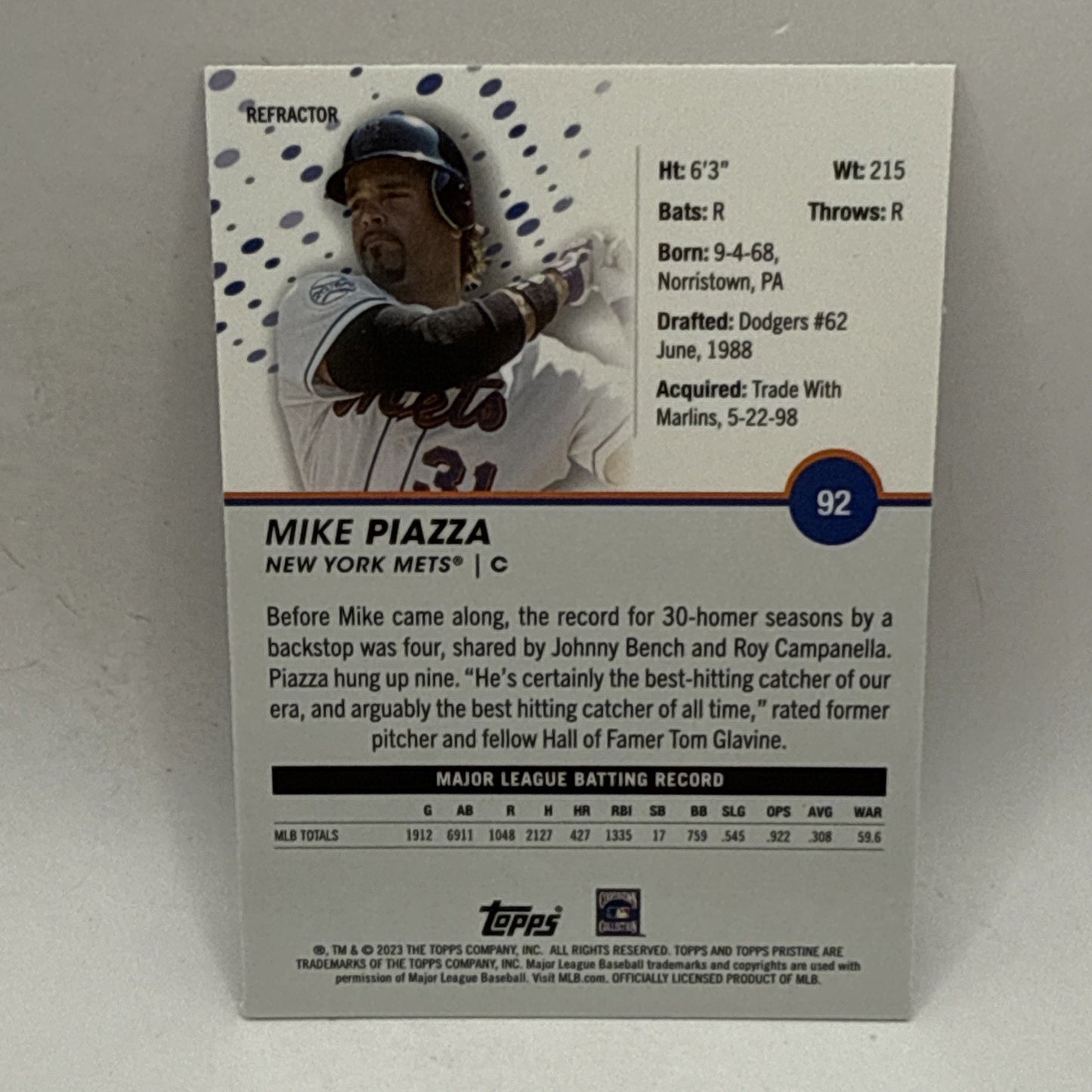 2023 Topps Pristine Mike Piazza Pristine Refractor New York Mets