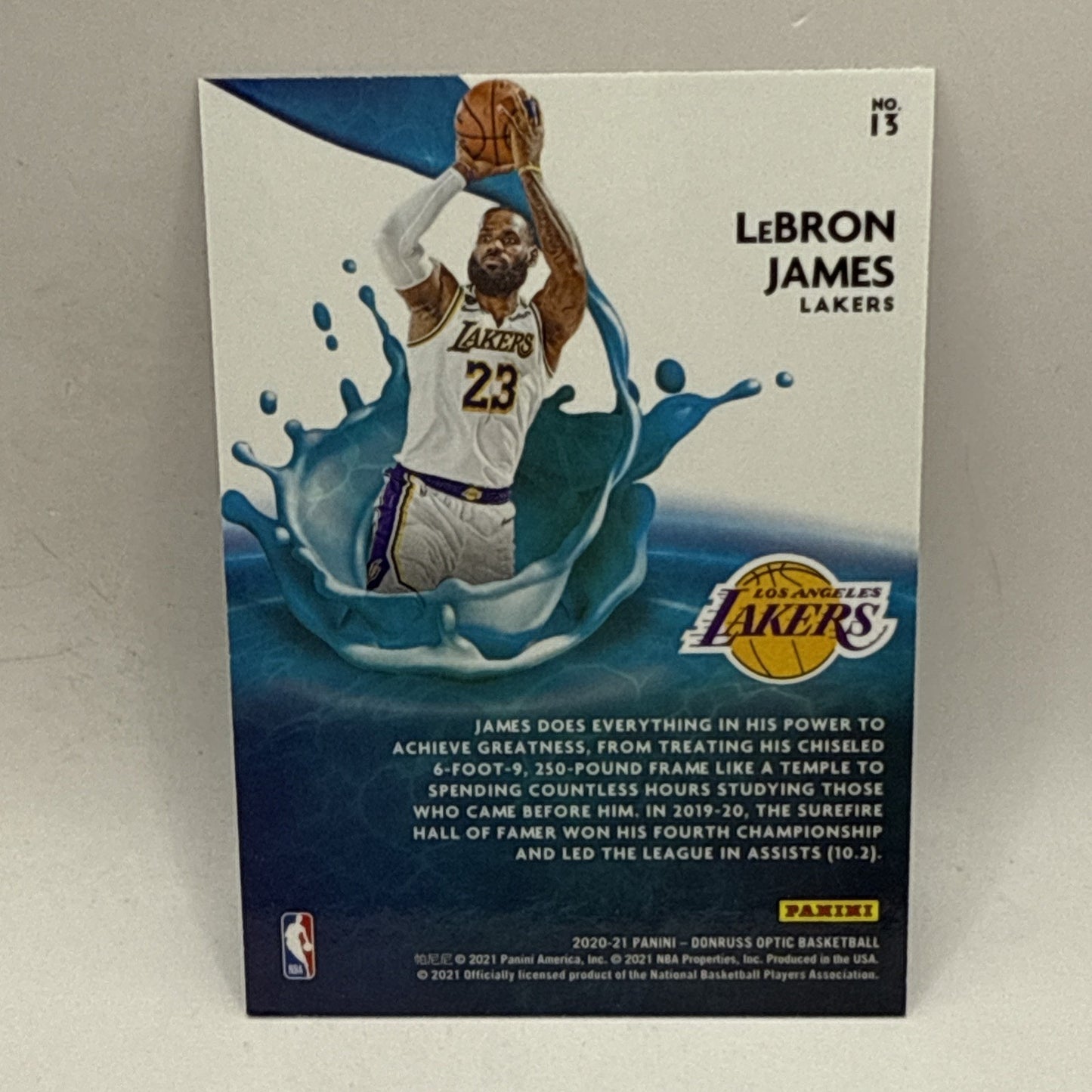 2020-21 Donruss Optic Lebron James Splash! #13 NBA Los Angeles Lakers