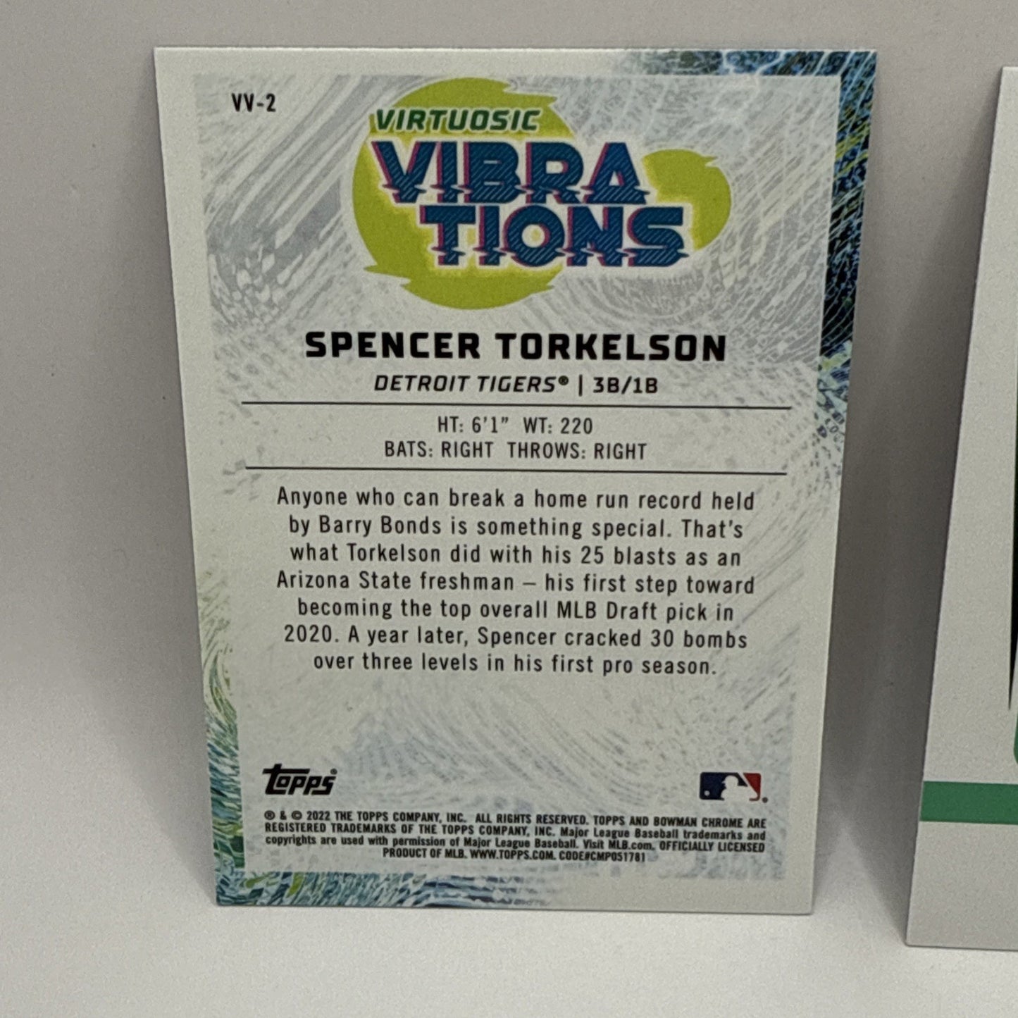 2022 Bowman Chrome Spencer Torkelson Virtuosic Vibrations #VV-2 Detroit Tigers