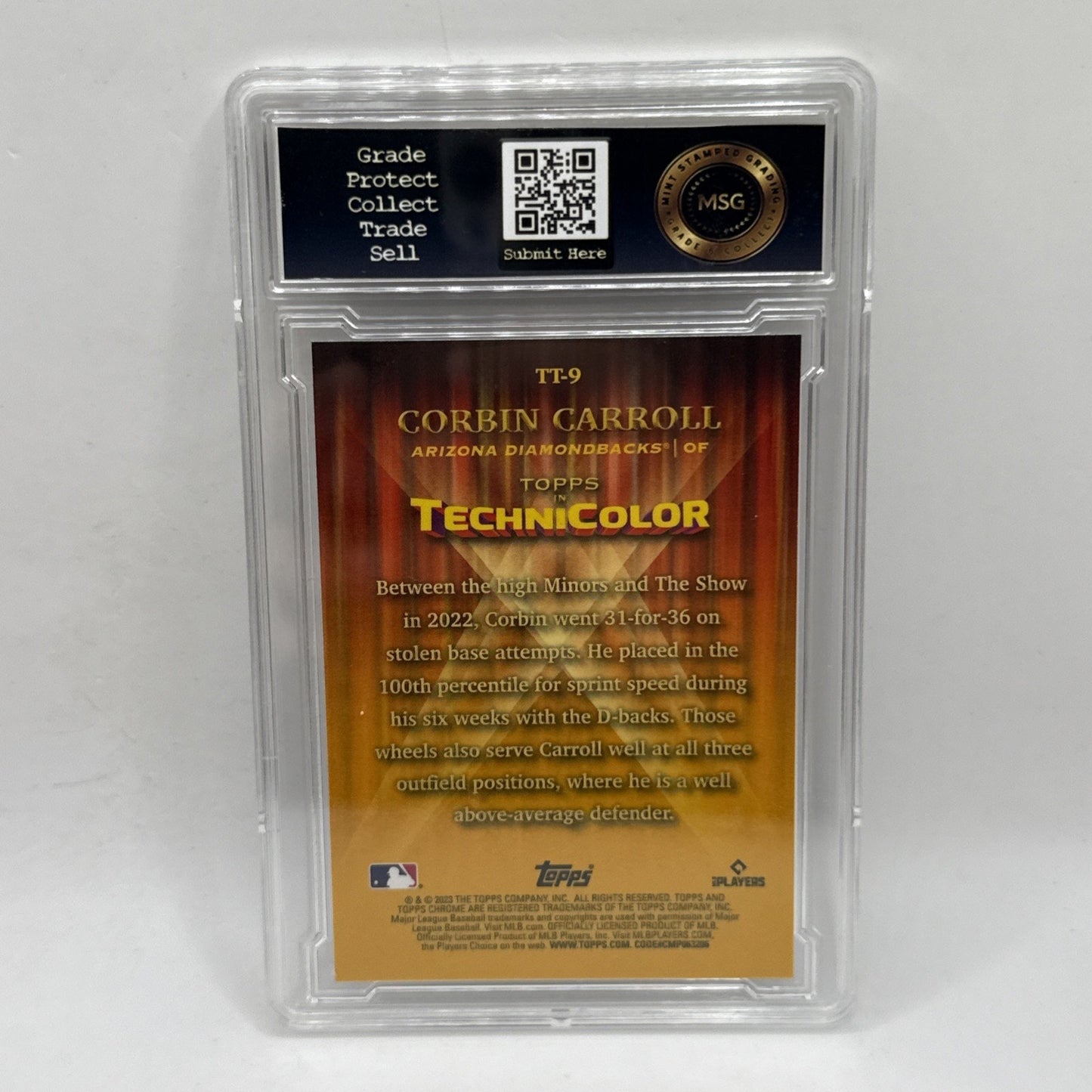 2023 Topps Chrome Technicolor Rookie Insert Corbin Carroll Arizona MLB Graded 10