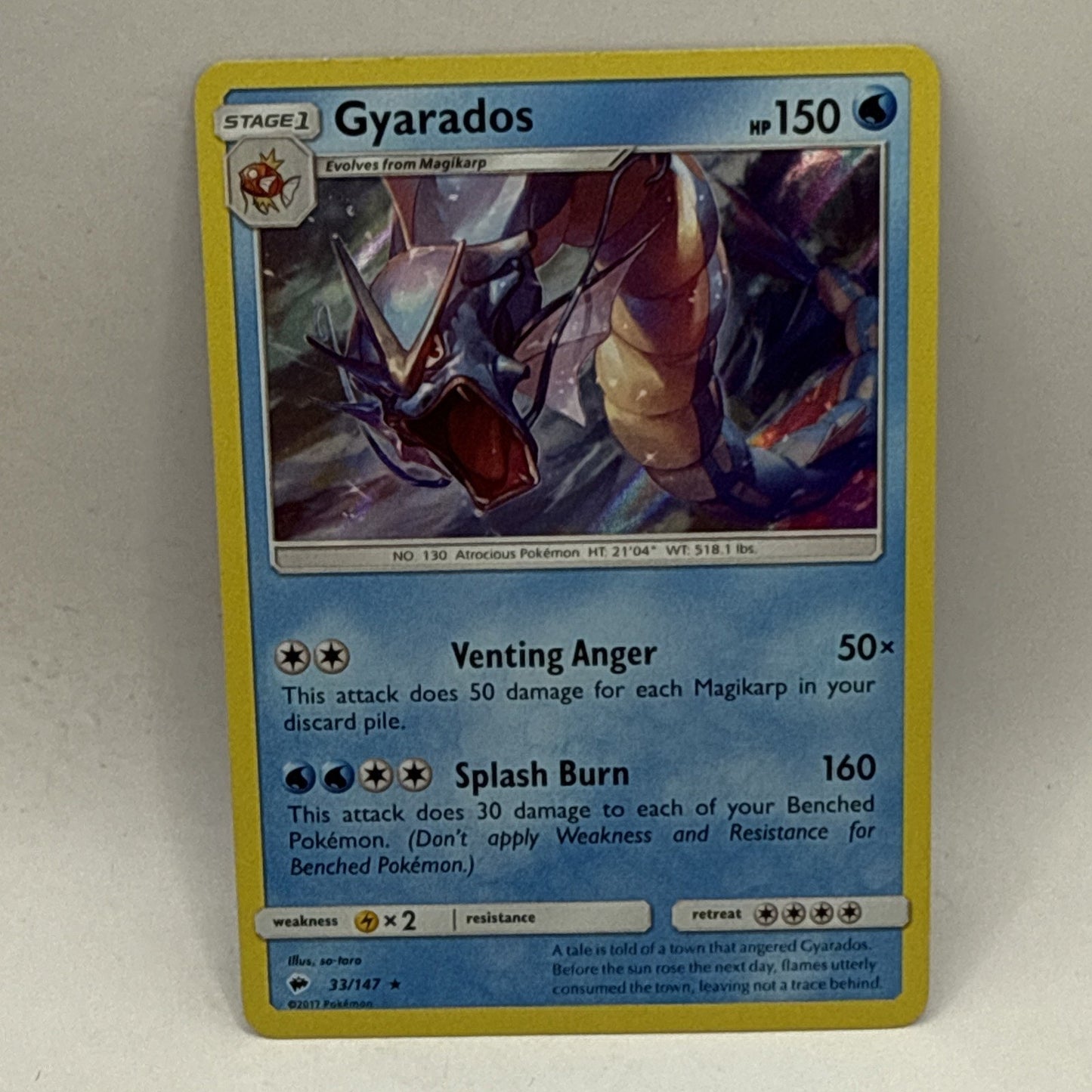 Pokemon Burning Shadows Gyarados 33/147 Rare Holo MP Collectible Card