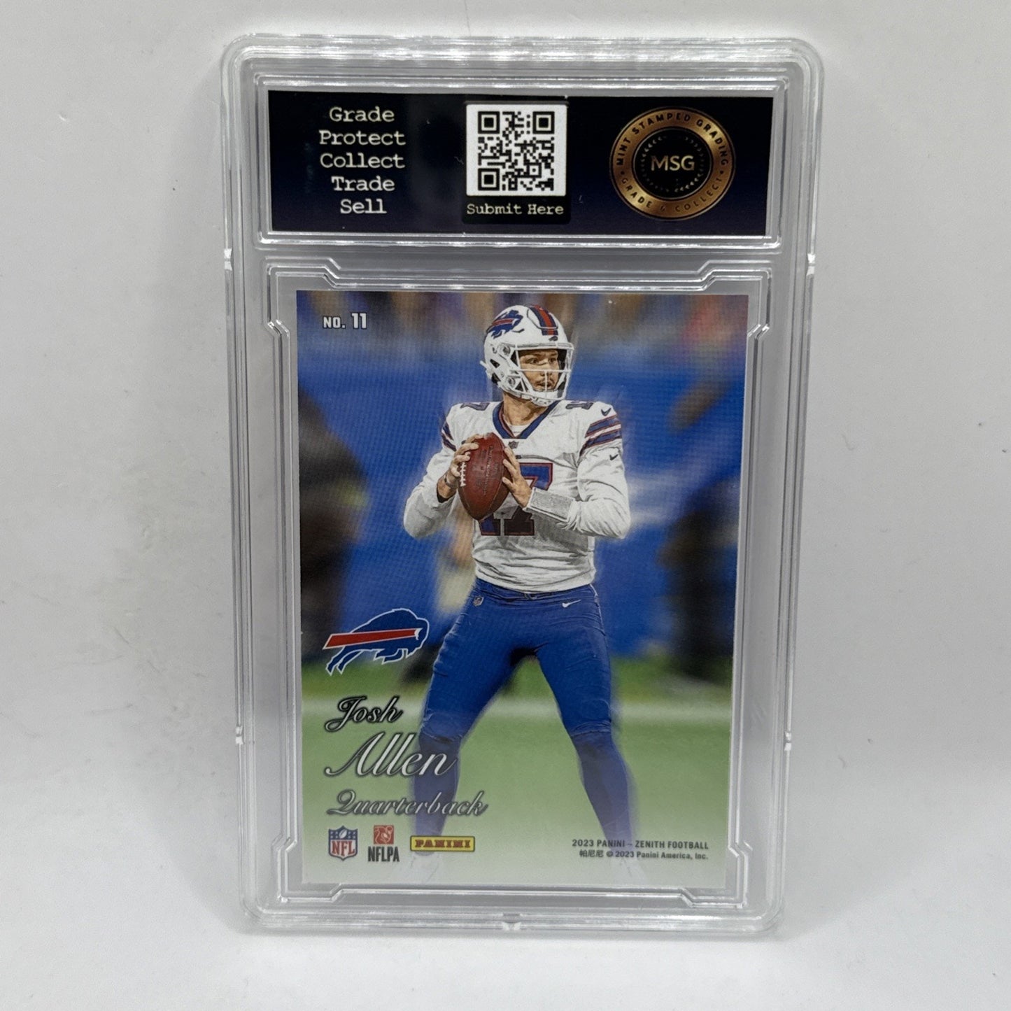 2023 Zenith Josh Allen BLUE Parallel SP #11 Bills COLOR MATCH Graded 10 Pacific