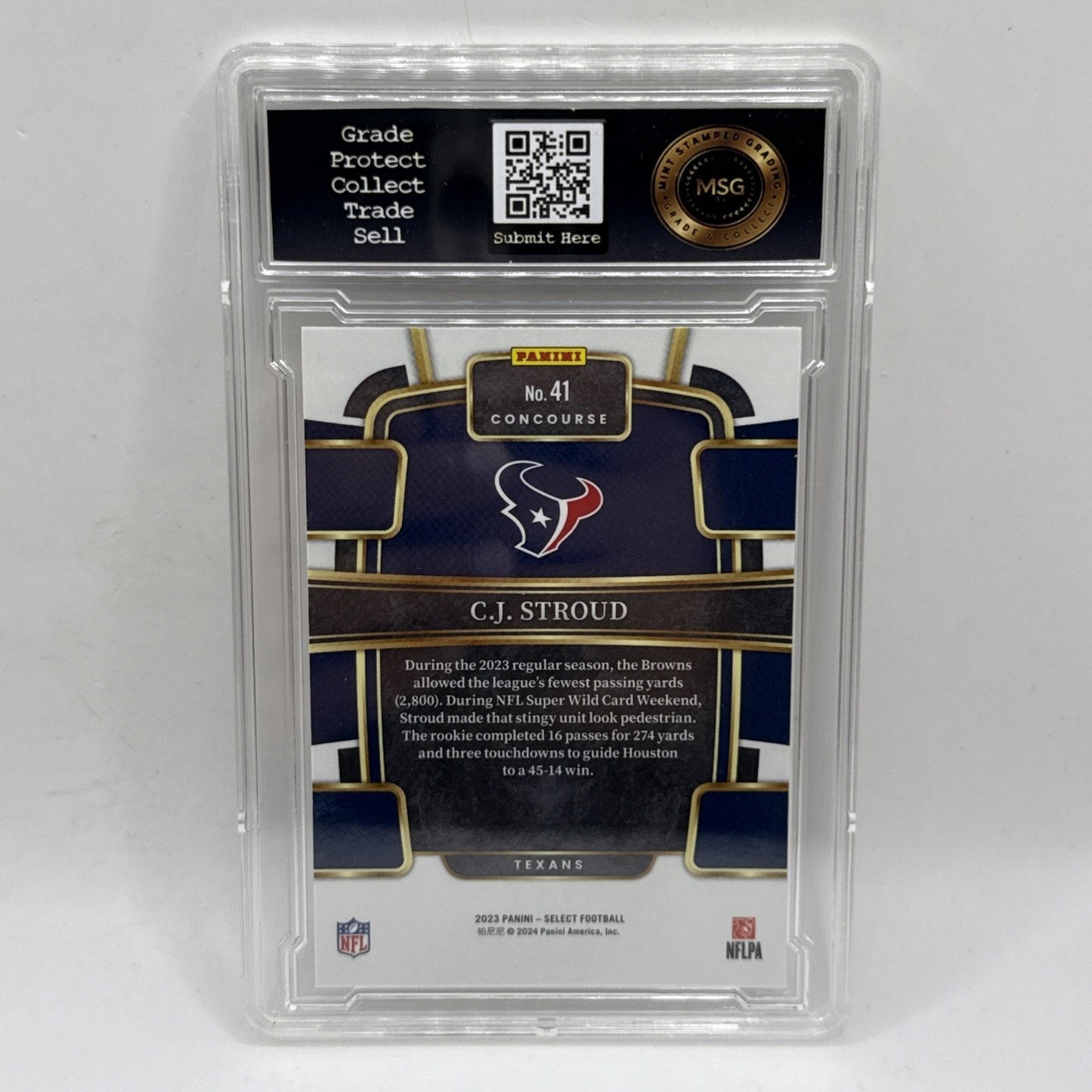 2023 Select CJ Stroud RC CONCOURSE Base #41 Houston Texans Rookie Graded 9 NFL