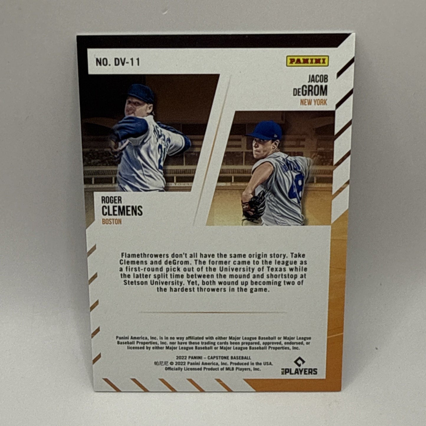 2022 Panini Capstone Deja Vu Roger Clemens & Jacob deGrom DV-11 Red Sox Mets