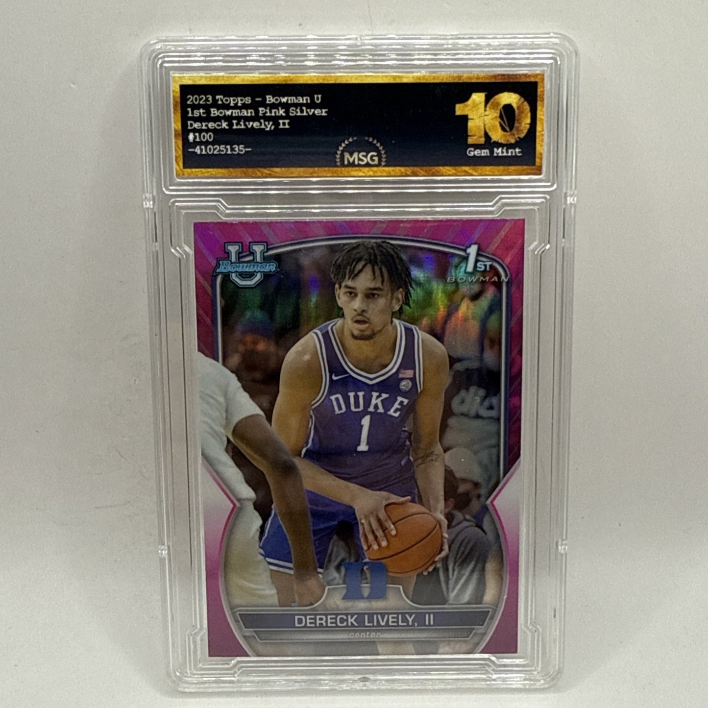 2022-23 Dereck Lively II Bowman Chrome U 1st Bowman Pink #100 RC Duke Mavs