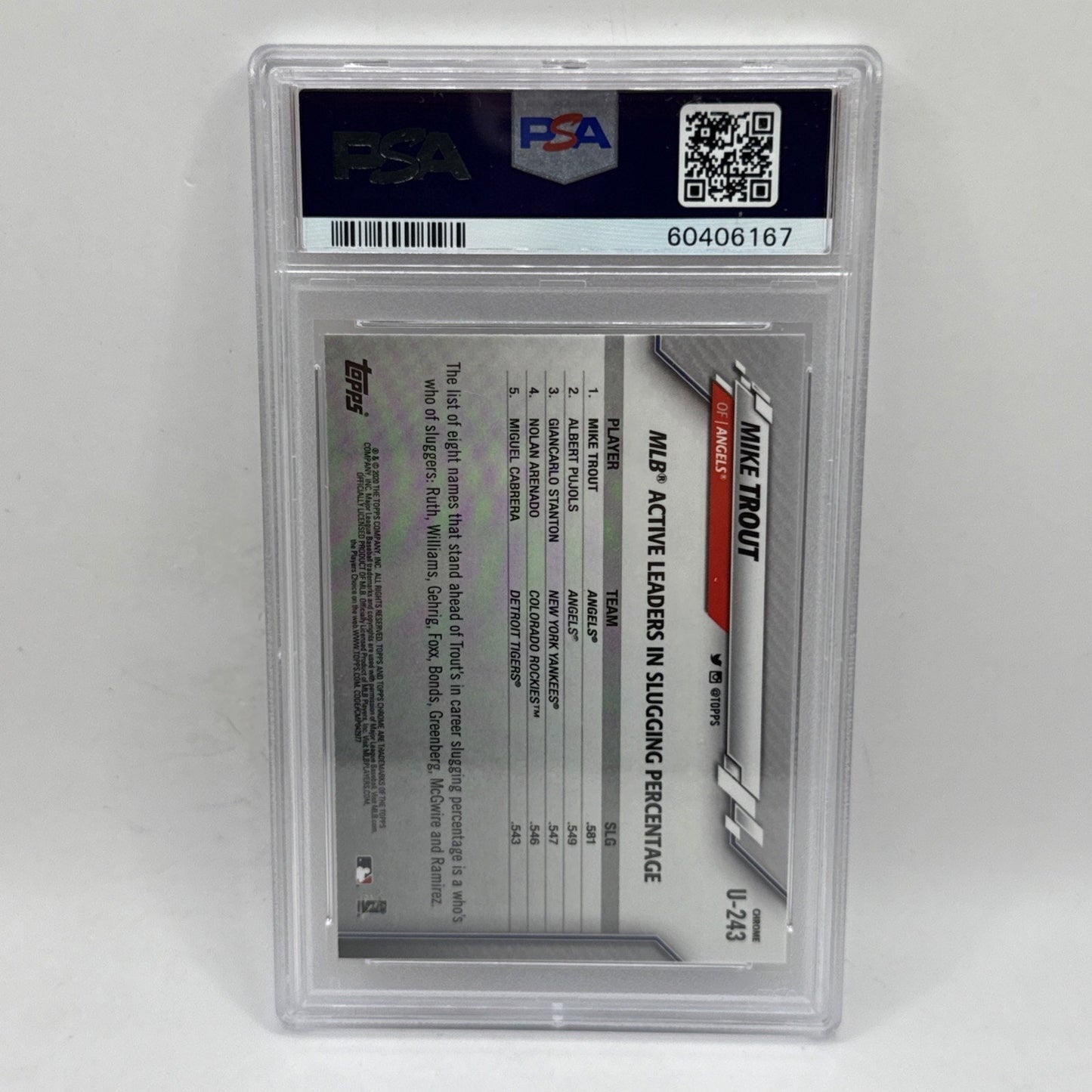 2020 Topps Chrome Update Sapphire Mike Trout #243 PSA 9 MLB Angels Collectible