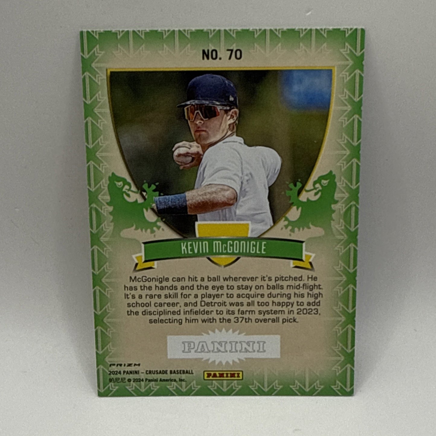 2024 Panini Crusade Kevin McGonigle Cracked Ice Prizm Parallel #70 - Tigers
