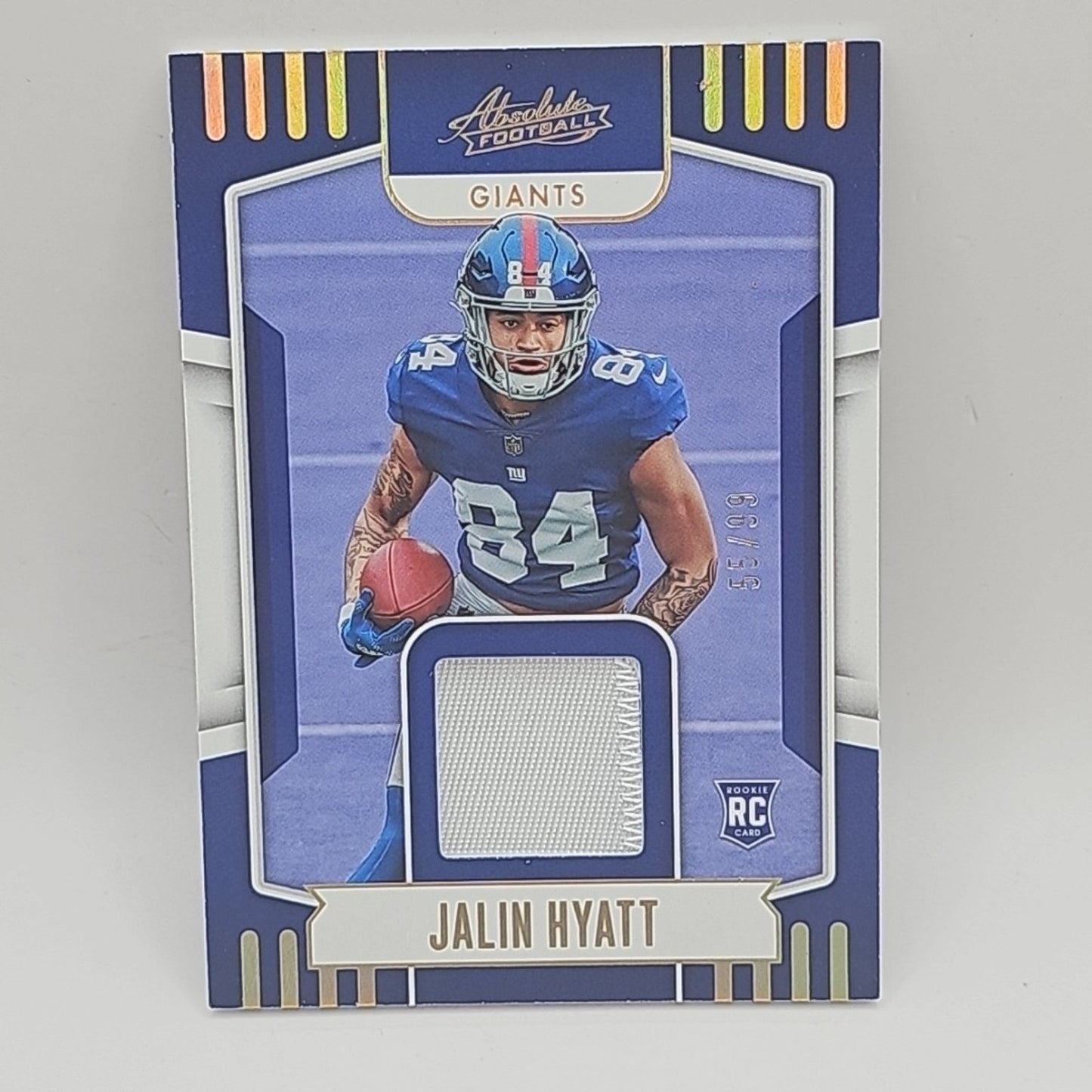 2023 Panini Absolute Jalin Hyatt #ARM-23 SP /99 Rookie Patch NFL New York GIANTS