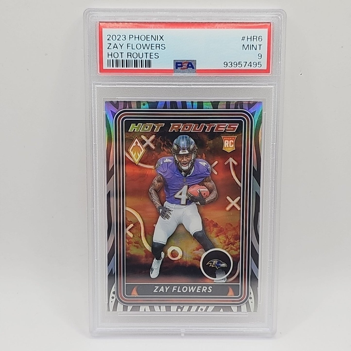 2023 Panini Phoenix ZAY FLOWERS Hot Routes Silver Prizm Rookie NFL Ravens PSA 9