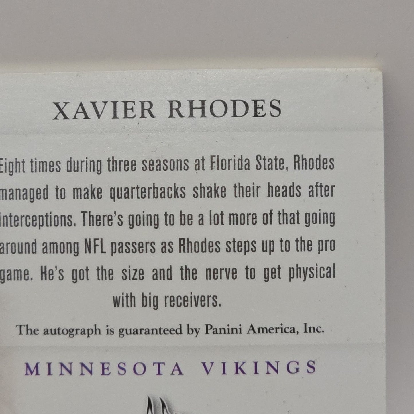 2013 Panini Prominence Helmet Signatures /102 Xavier Rhodes #198 Rookie Auto RC