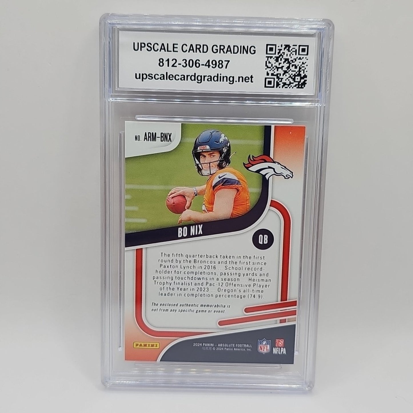 2024 Panini Absolute - Absolute Rookie Materials Bo Nix #ARM-BNX Graded 9 NFL