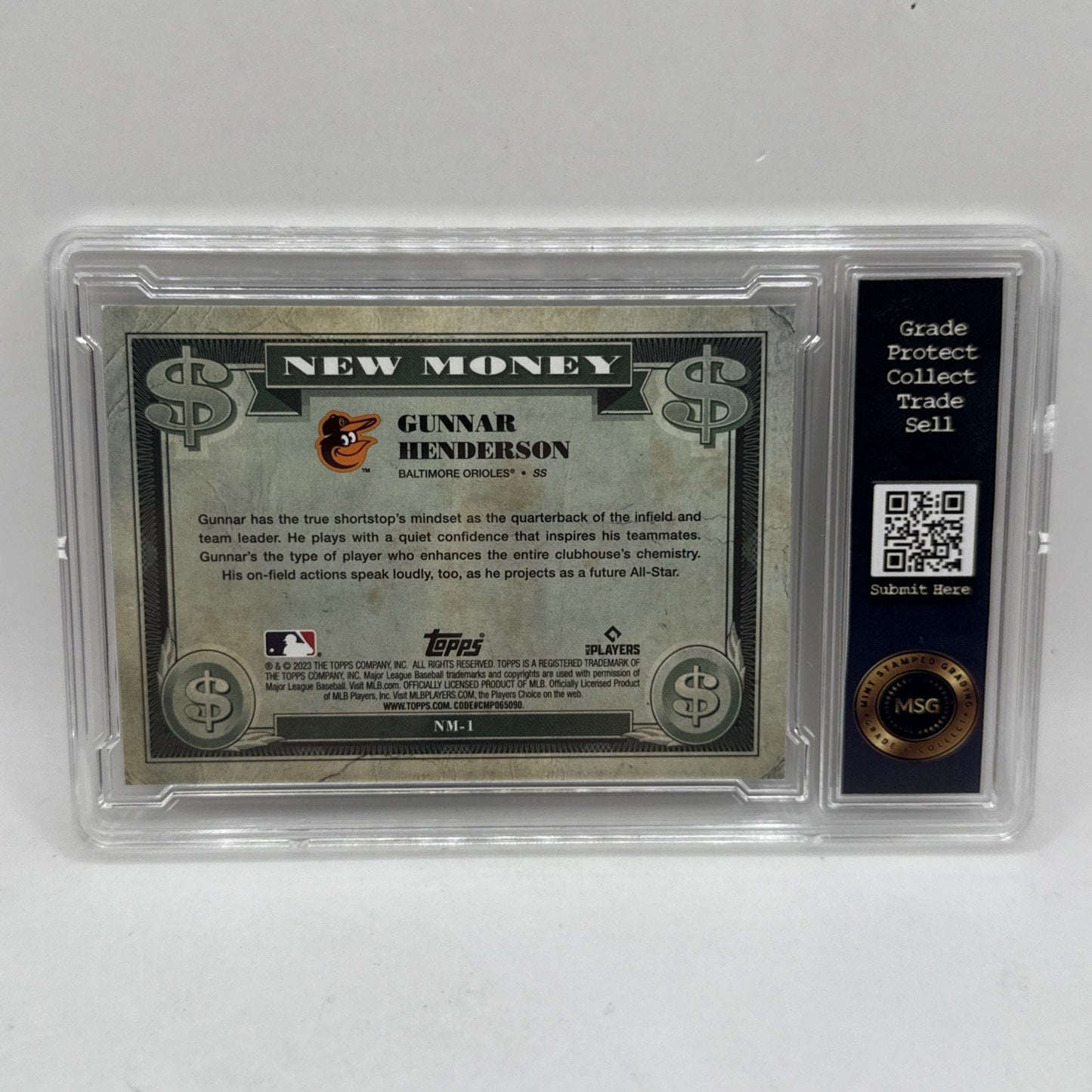 2023 Bowman Platinum - New Money #NM-1 Gunnar Henderson (RC) Graded 7 NM MLB