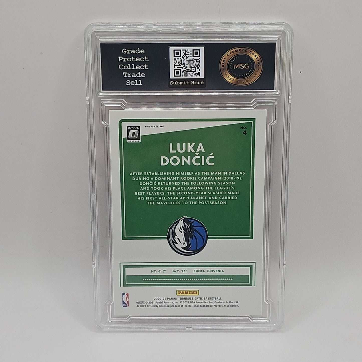 2020-21 LUKA DONCIC DONRUSS OPTIC NBA #4 ALL STARS RED PULSAR LAKERS GRADED 8