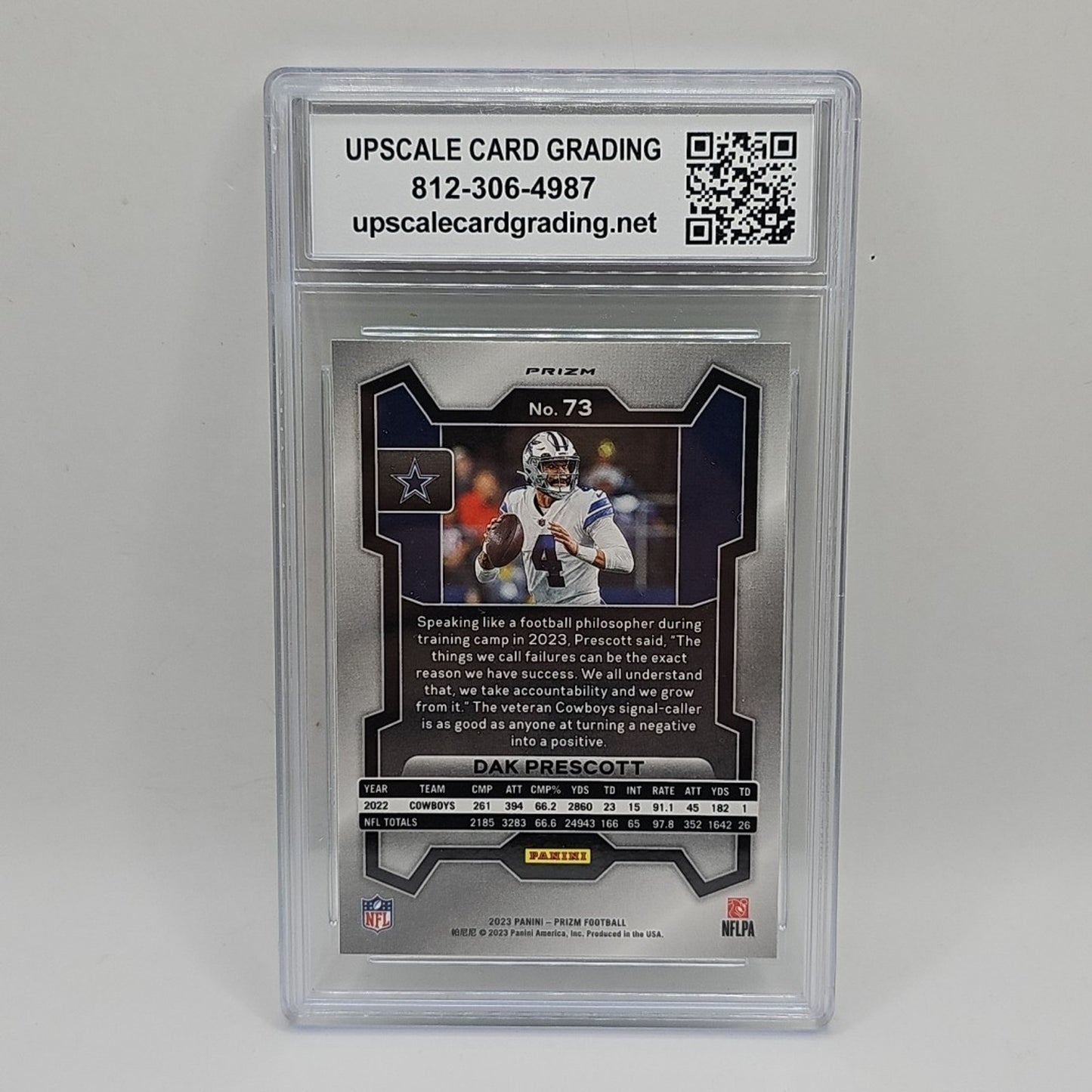 2023 Panini Prizm #73 Dak Prescott Neon Green Pulsar Graded 10 Gem Mint NFL Card