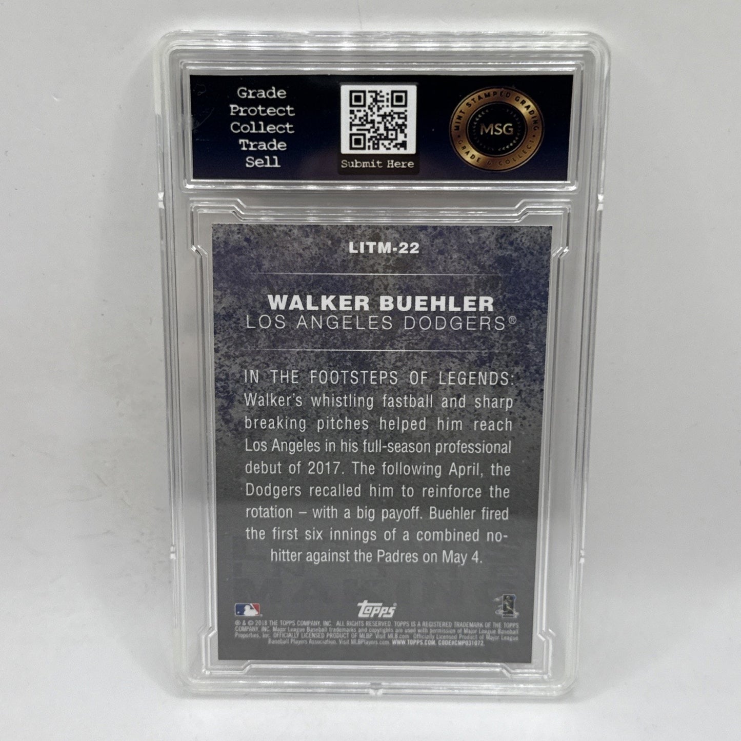 2018 Topps Legends In The Making | Walker Buehler RC No.LITM-22 Graded 9 Rookie