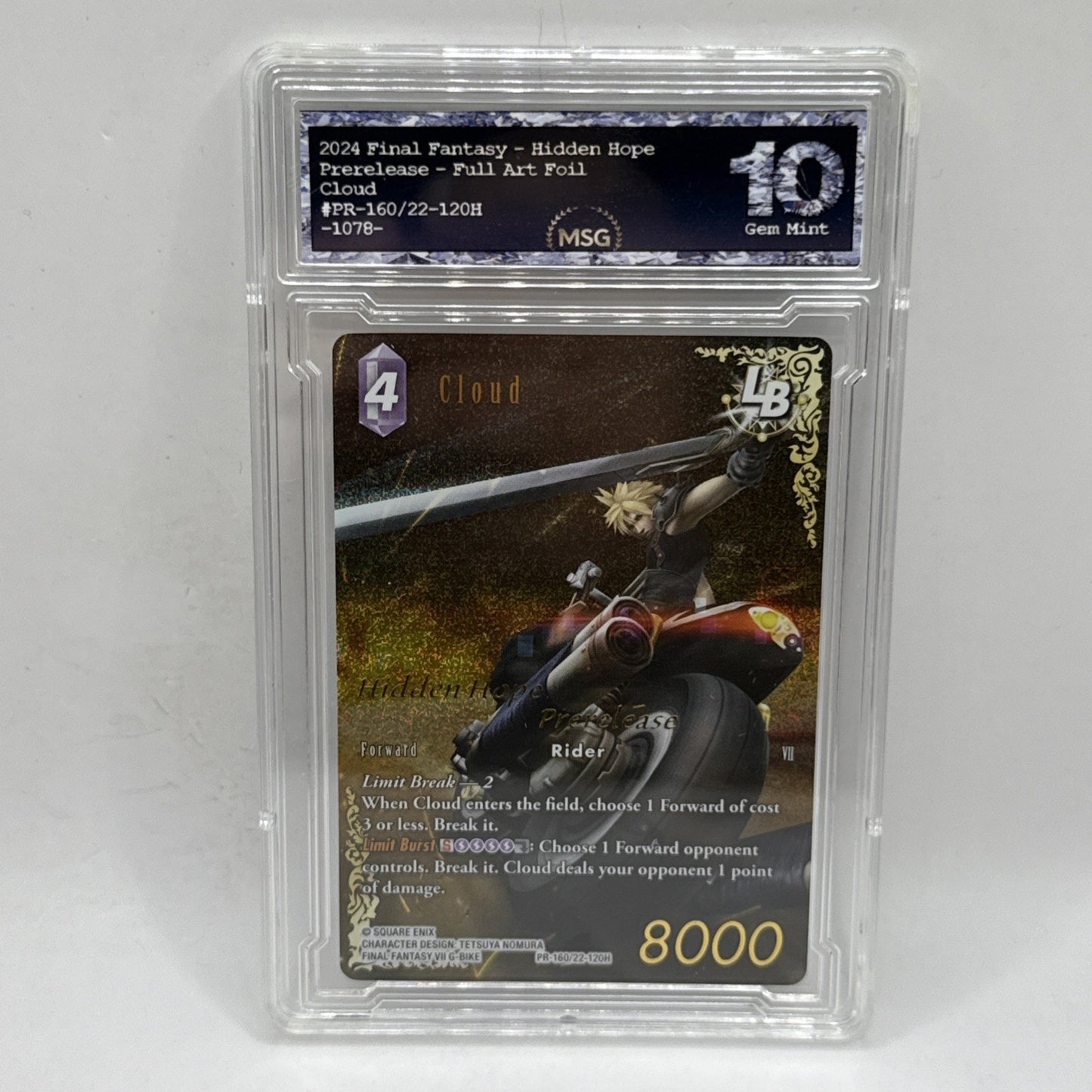 2024 FINAL FANTASY JPN HIDDEN HOPE PRERELEASE-FULL ART #120H CLOUD GRADED 10
