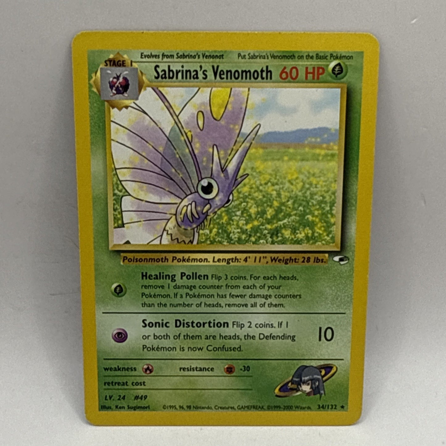 Pokemon Gym Heroes Card 34/132 Sabrina's Venemoth HP Tcg Collectible Card