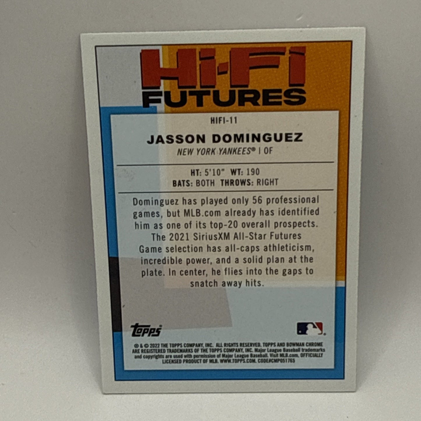 JASSON DOMINGUEZ 2022 BOWMAN CHROME REFRACTOR #HIFI-11 Hi-Fi FUTURES ROOKIE RC