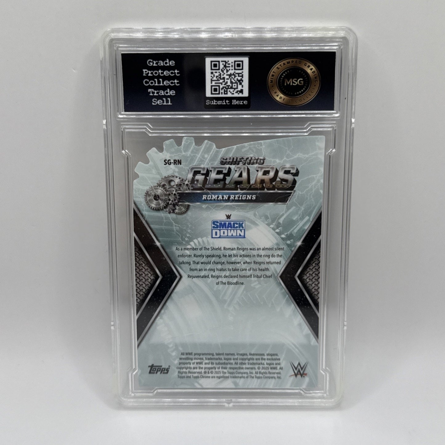 2025 Topps Chrome WWE | SHIFTING GEARS DIE-CUT INSERT #SG-RN | ROMAN REIGNS