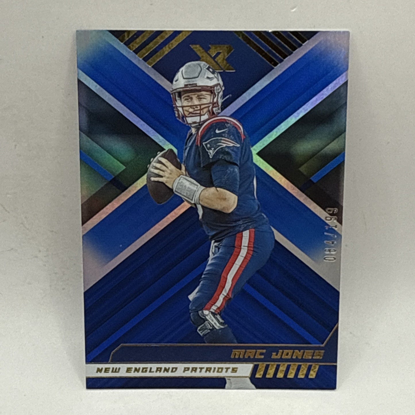 2022 Panini XR Mac Jones Blue Parallel /199 NFL New England Patriots Card