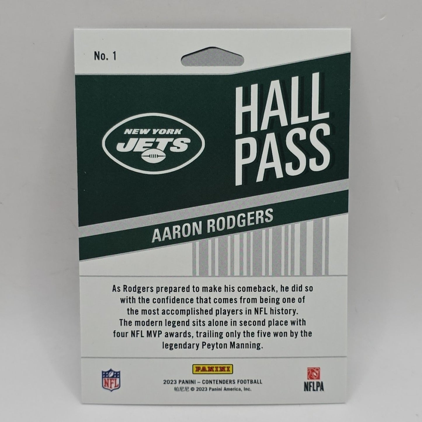 2023 Panini Contenders AARON RODGERS White Sparkle Hall Pass SSP NFL Jets