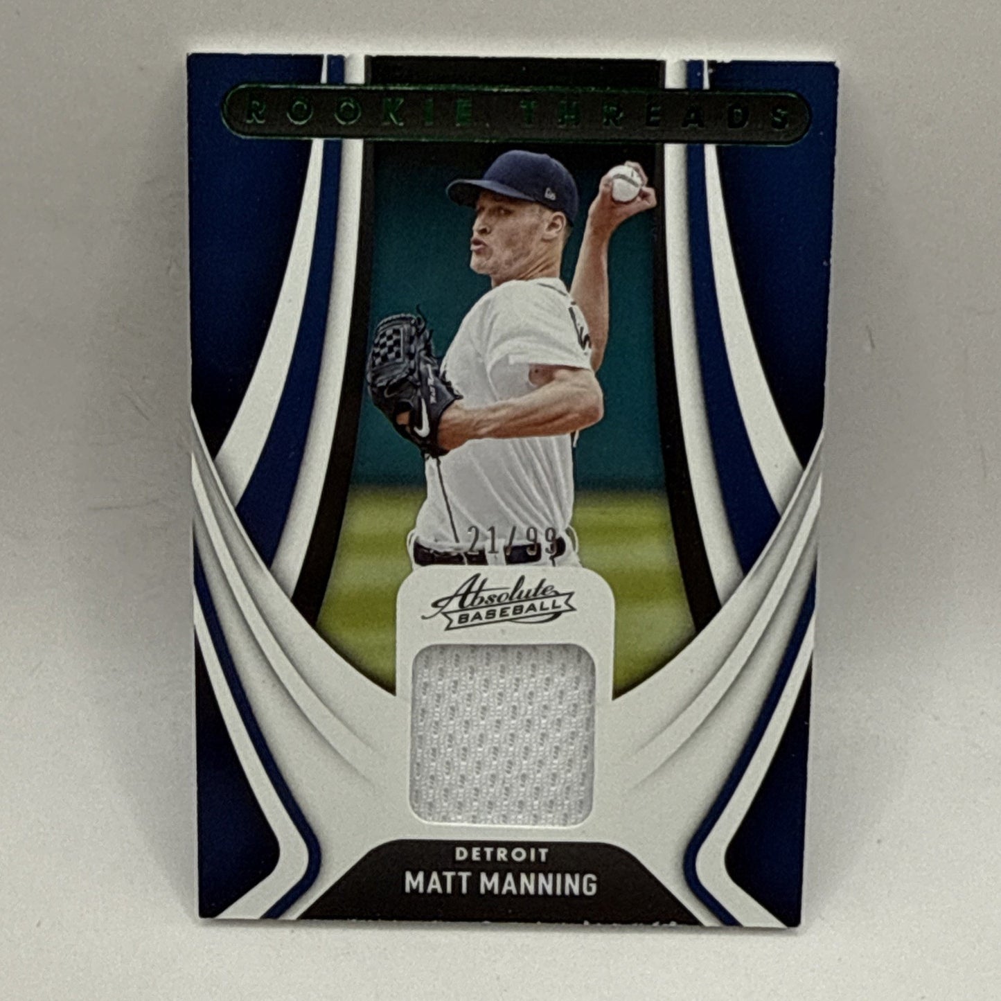 2022 Absolute Rookie Threads Matt Manning Relic #14 MLB Detroit Baseball Card