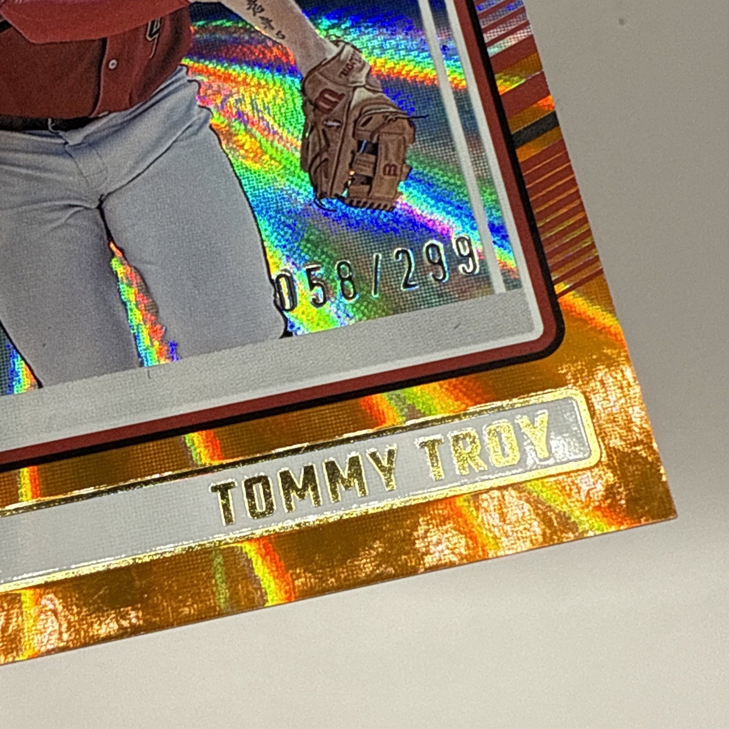 2024 Panini Donruss - Rated Prospects Orange Laser #107 Tommy Troy /299 (RC)