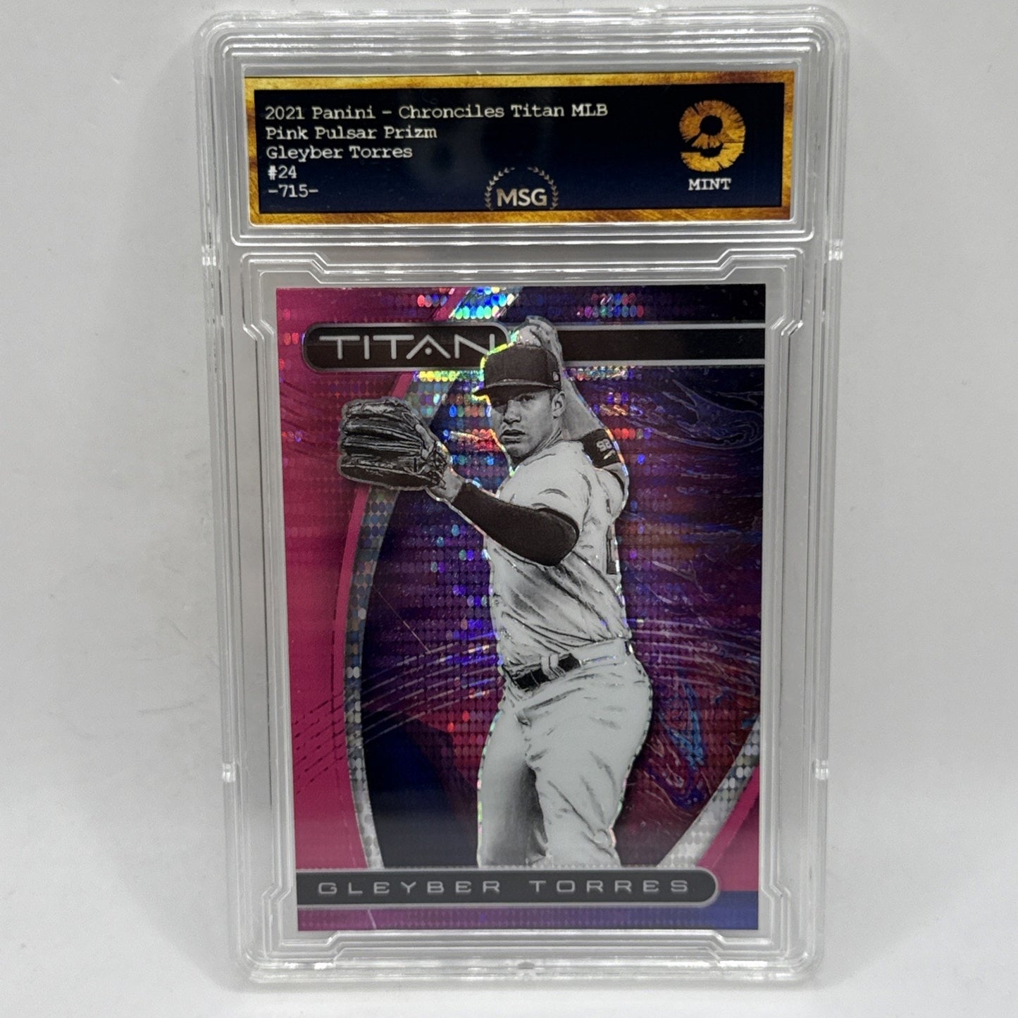 2021 Panini Chronicles - Titan Gleyber Torres #24 Pink Pulsar Graded 9 Foil MLB