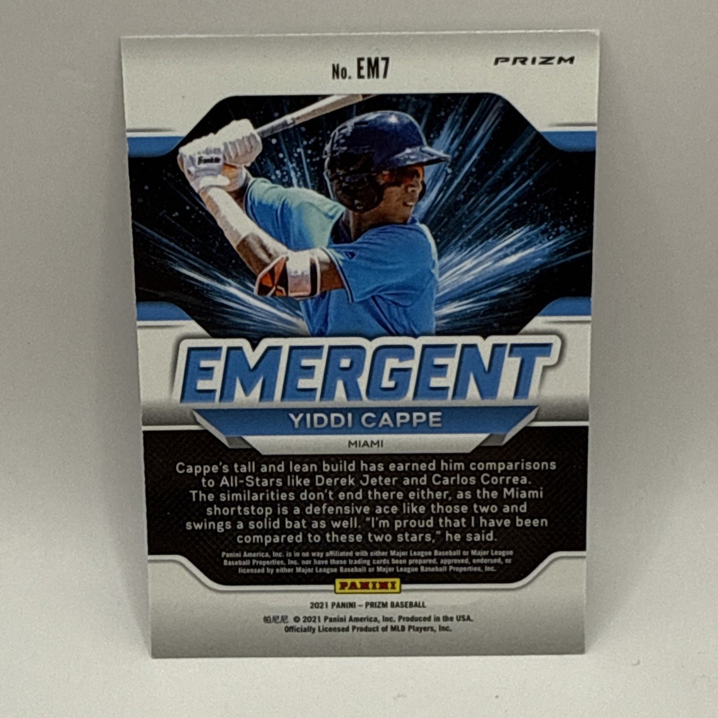 2021 Panini Prizm Yiddi Cappe Emergent #EM7 Silver PrizmNM/M