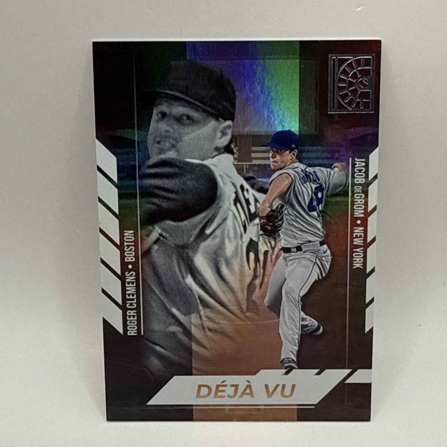 2022 Panini Capstone Deja Vu Roger Clemens & Jacob deGrom DV-11 Red Sox Mets