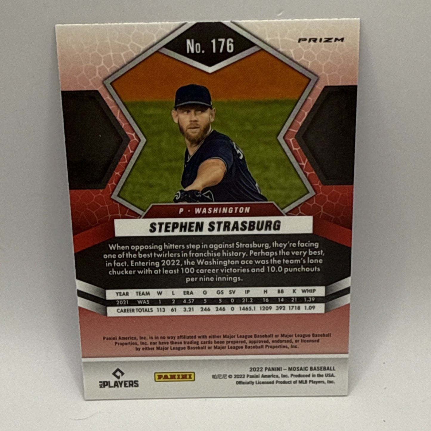 2022 Panini Mosaic Stephen Strasburg Blue Camo Mosaic MLB #176 Nationals