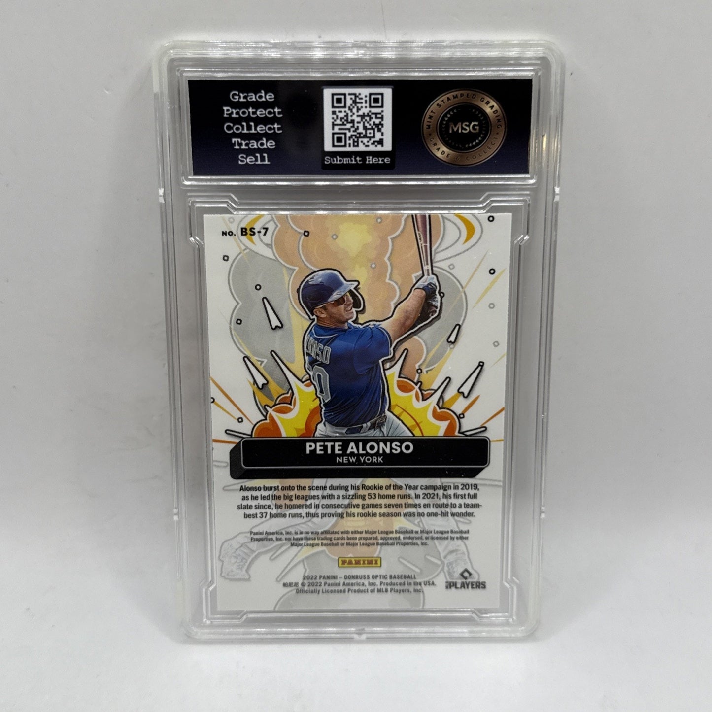 2022 Donruss Optic Pete Alonso Mets Bomb Squad BS-7 Graded 9 Mint MLB New York