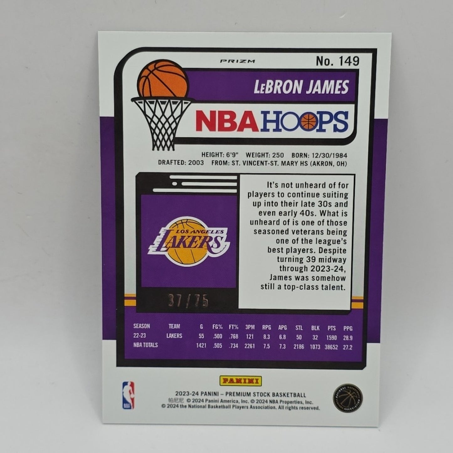 LeBron James 2023-24 NBA Hoops Premium Stock Green Prizm #149 NBA SP /75