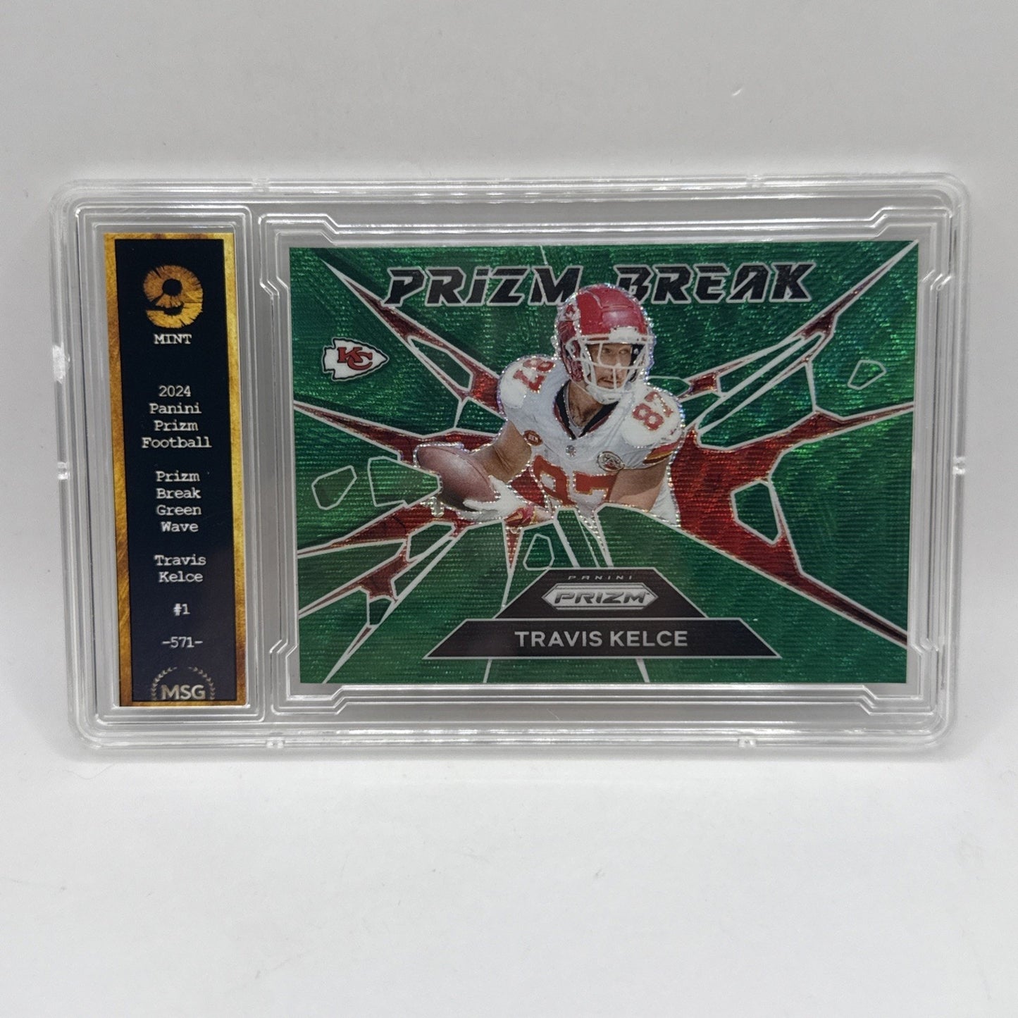 2024 Panini Prizm - Prizm Break Travis Kelce #1 Green Wave Prizm Graded 9 NFL