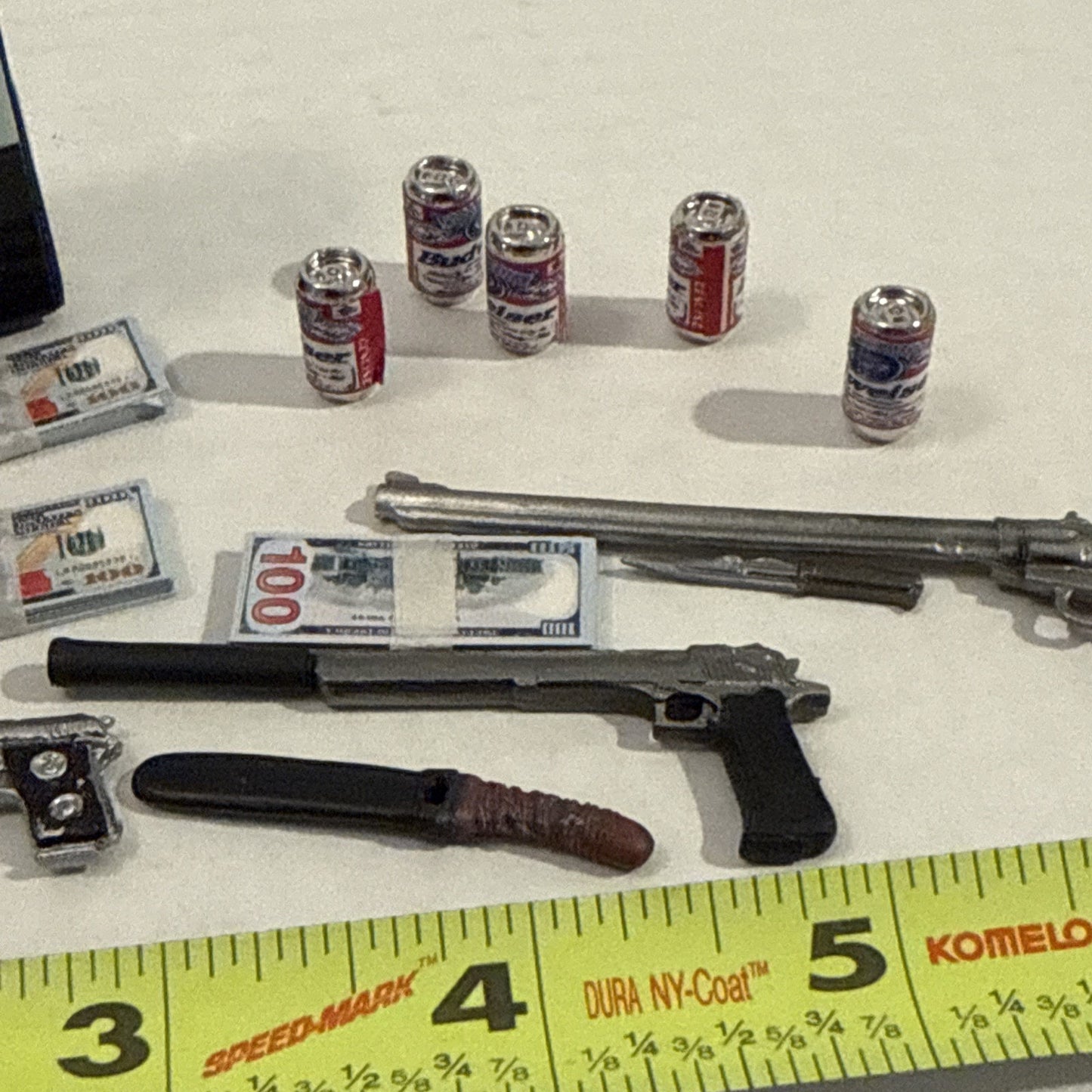Lot Of Toy Action Figure Weapons - Play Money - Play Set Accessories