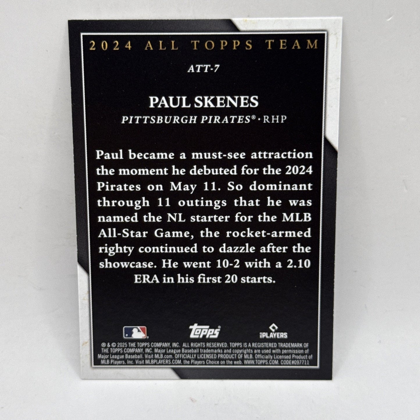2025 Topps Series 1 Paul Skenes #ATT-7 All Topps Team Pittsburgh Pirates