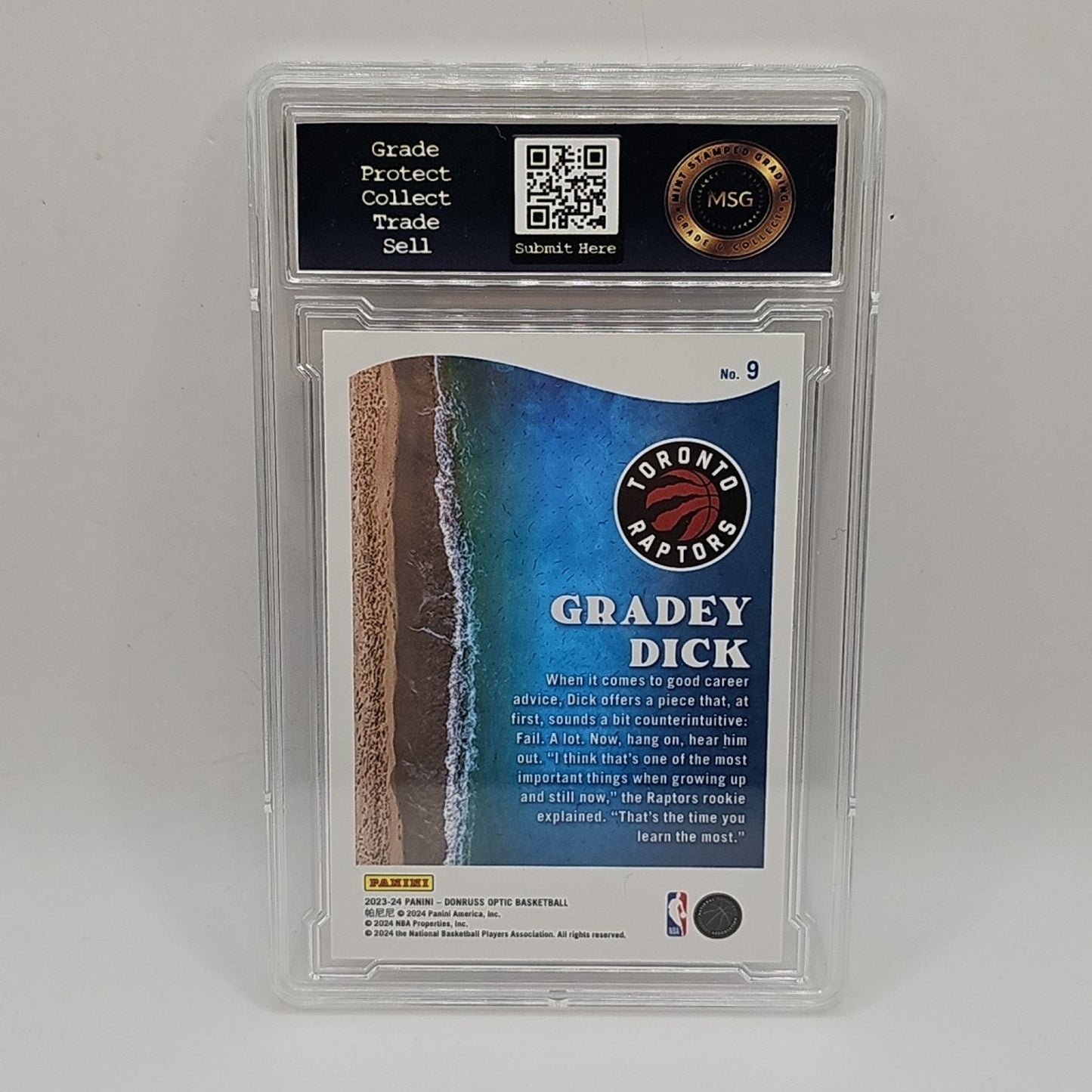 Gradey Dick Rookie RC 2023-24 Panini Donruss Optic Splash #9 NBA Raptors Graded